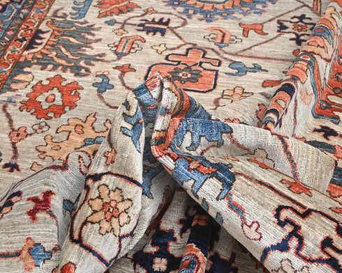 9x12 Gray Blue Aryana Afghan Hand Knotted Veg Dye Wool Area Rug